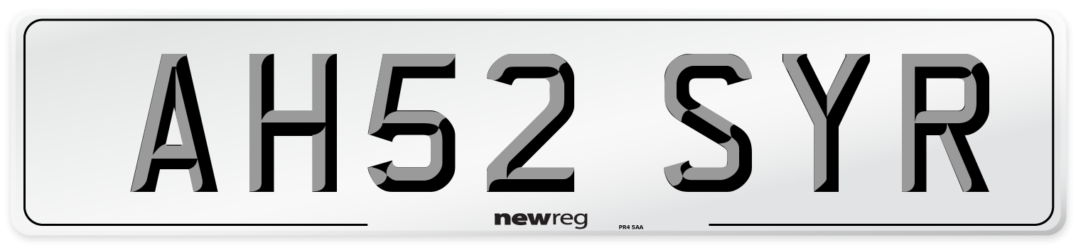 AH52 SYR Number Plate from New Reg